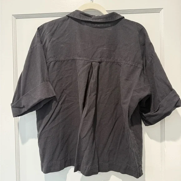 Eileen Fisher Black button up cotton top - Picture 2 of 4